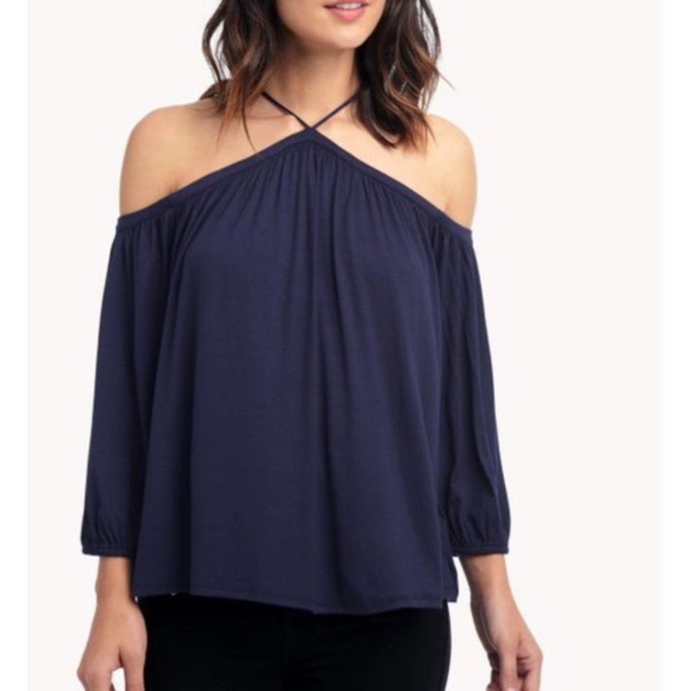 Navy Ella Moss cold shoulder top